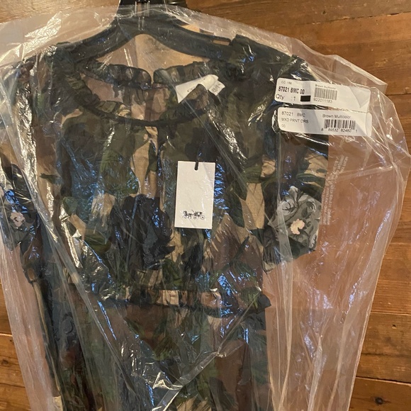 COACH Brown Mixed Print Black Rose Dress - Picture 2 of 6